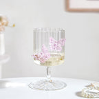 3D Pink Butterfly Ribbed Wine Glass 250ml Nestasia