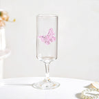 3D Pink Butterfly Stem Glass 190ml Nestasia