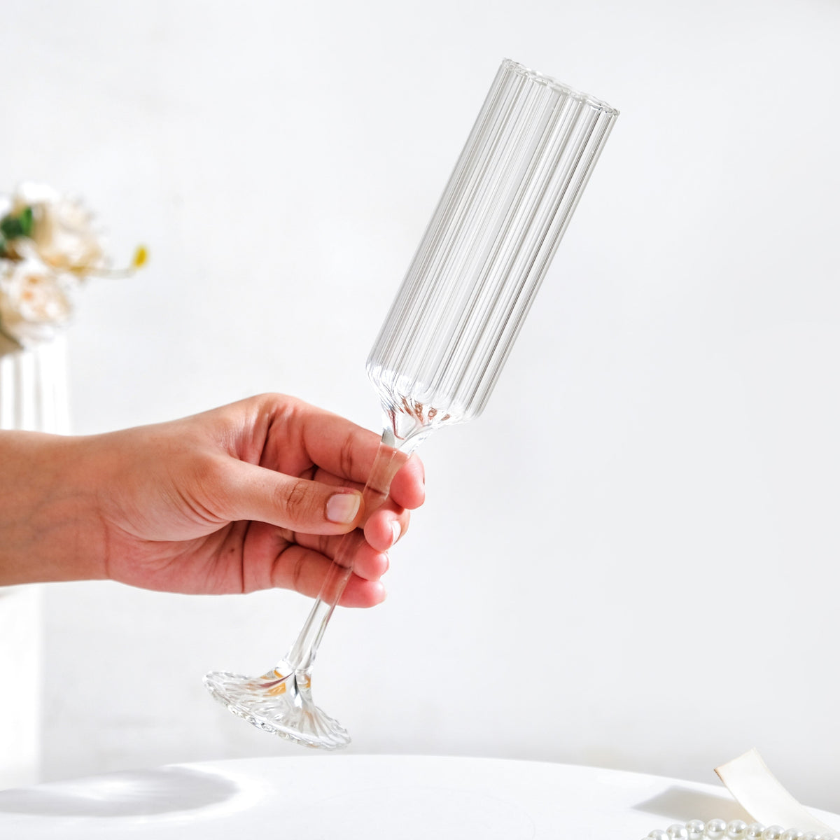Classic Ribbed Champagne Glass 180ml Nestasia