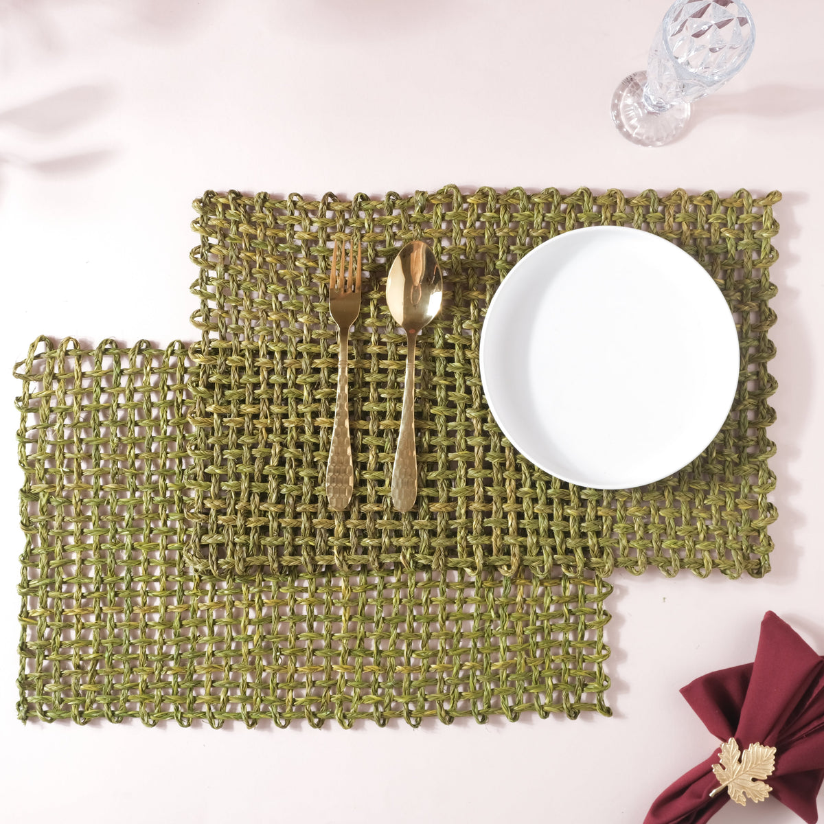Rectangular Sabai Mat Green Nestasia