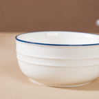 Riona Ceramic Popcorn Bowl White And Blue 400 ml Nestasia