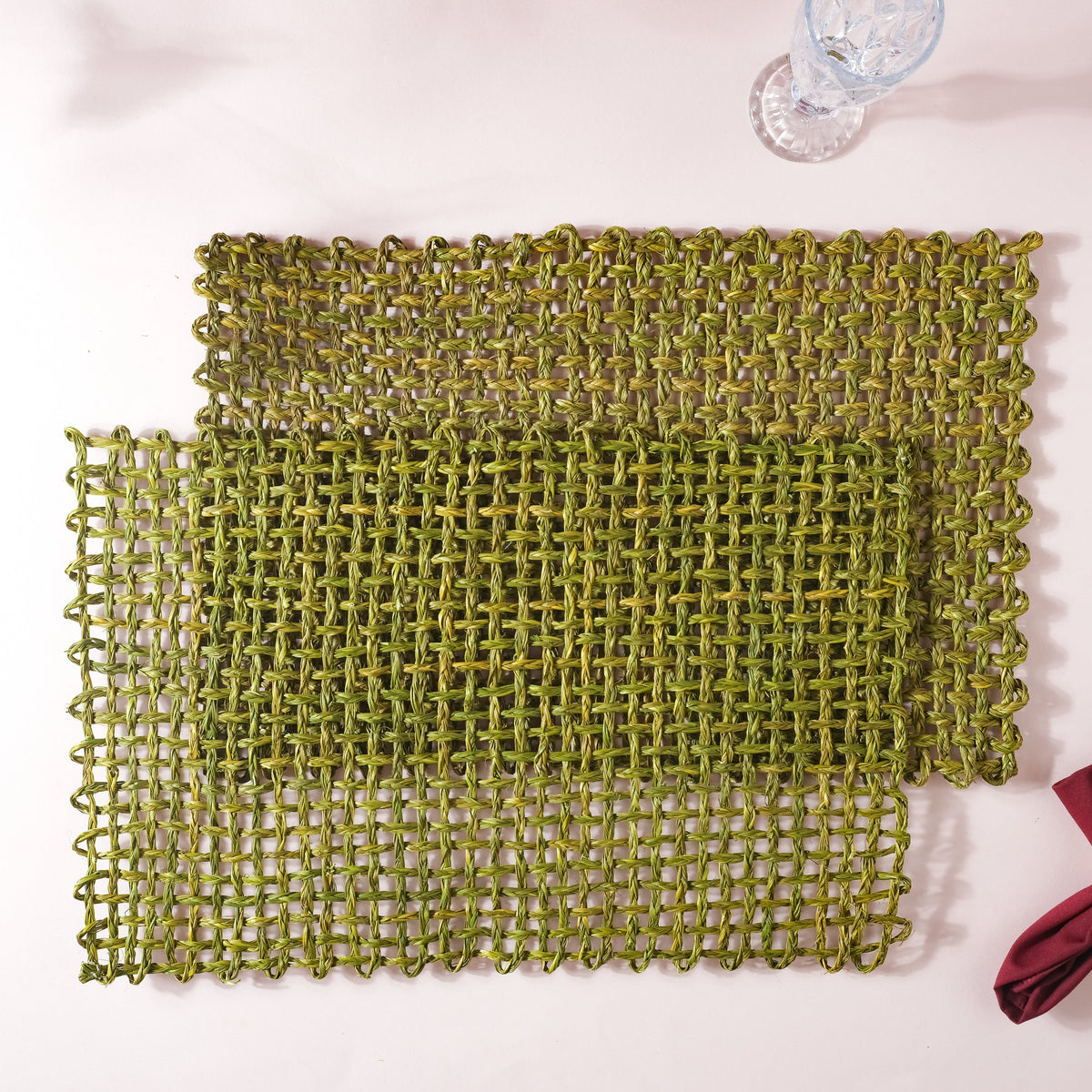 Rectangular Sabai Mat Green Nestasia