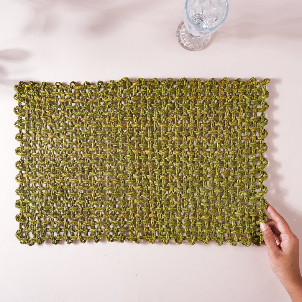 Rectangular Sabai Mat Green Nestasia