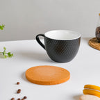 Dotty Modern Black Ceramic Cup With Coaster Nestasia