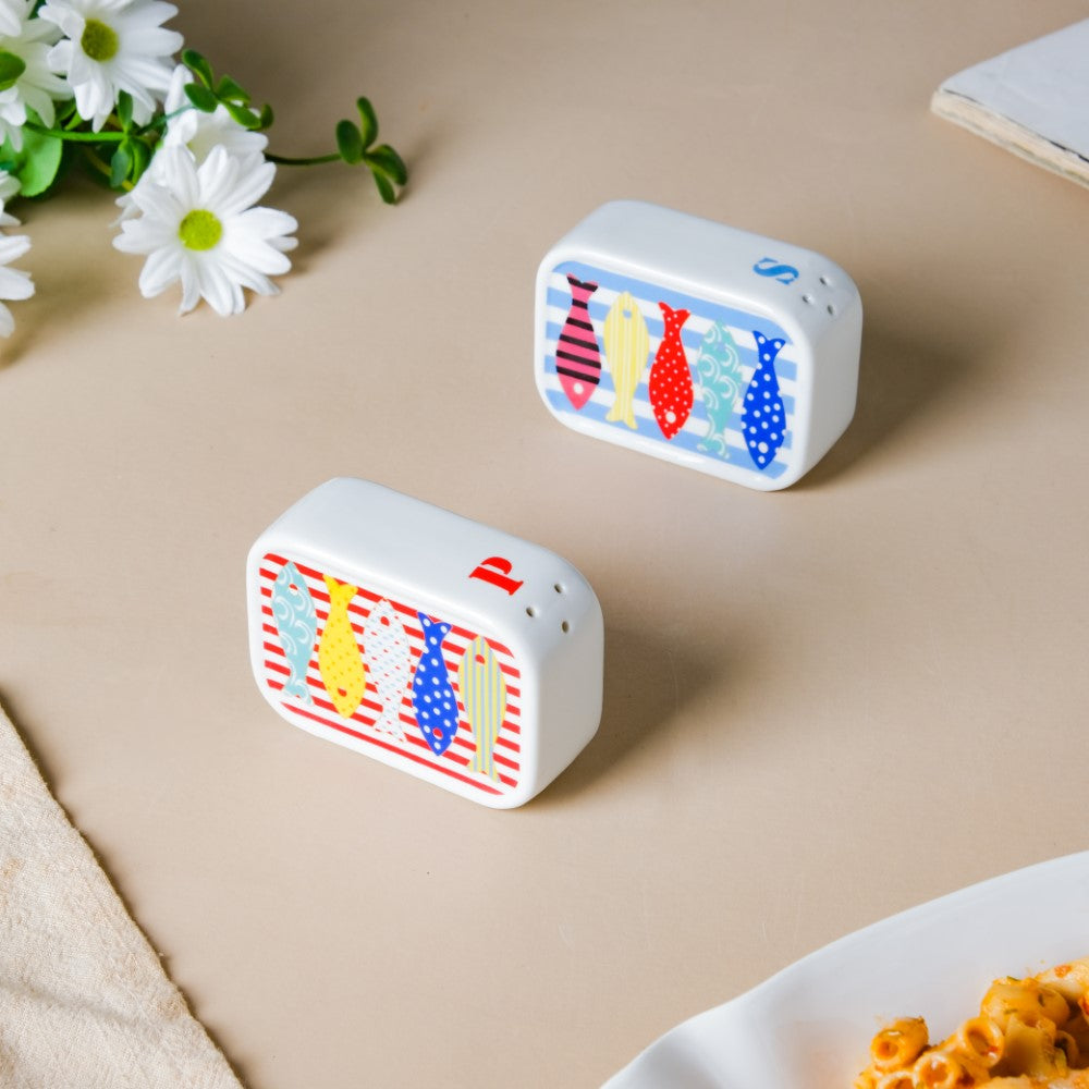 Fish Patterned Ceramic Salt And Pepper Shakers Set Nestasia