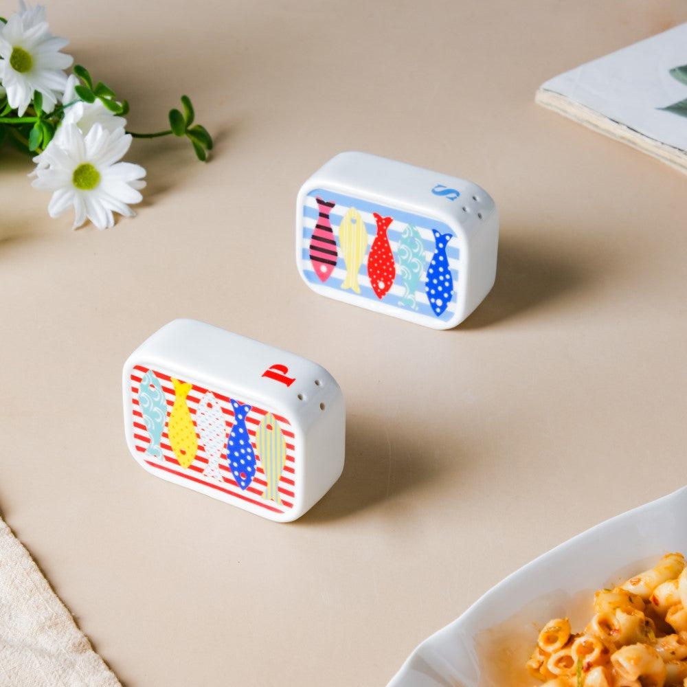 Fish Patterned Ceramic Salt And Pepper Shakers Set Nestasia
