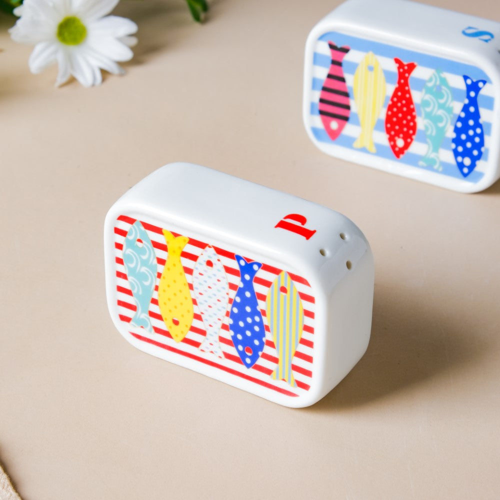 Fish Patterned Ceramic Salt And Pepper Shakers Set Nestasia