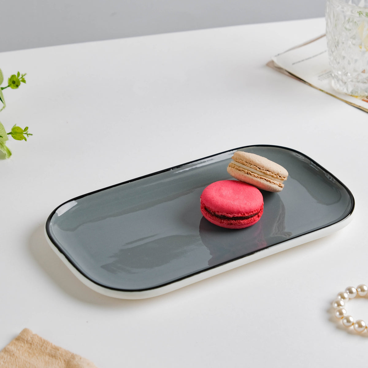 Cara Grey Ceramic Platter 9.5 Inch Nestasia