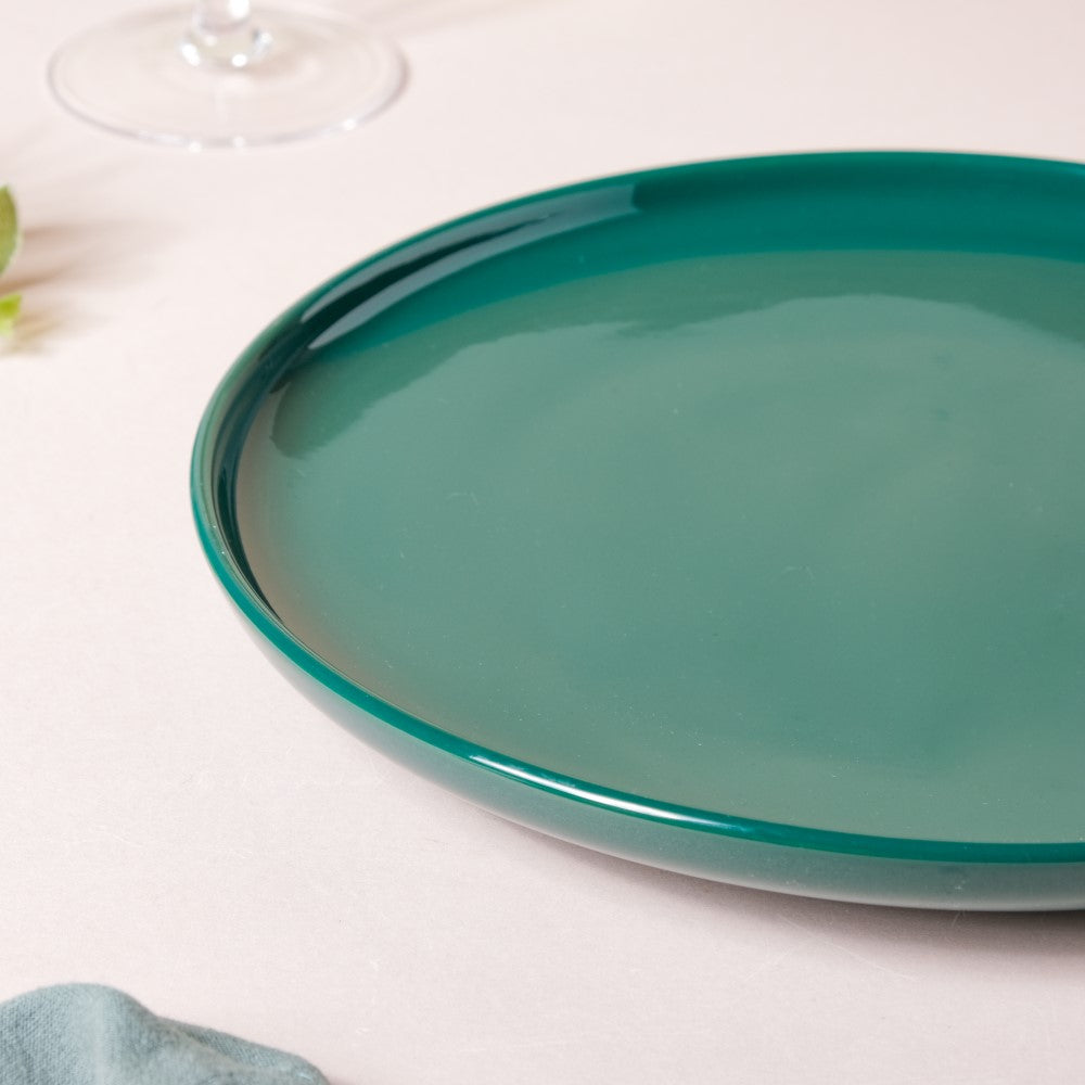 Verdant Round Ceramic Dinner Plate Green 9.5 Inch Nestasia
