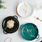 Marble Plate With Handles 8.5 Inch Black Nestasia