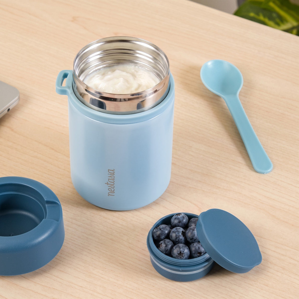 AMPM Jar With Dip Bowl And Spoon Baby Blue 460ml Nestasia