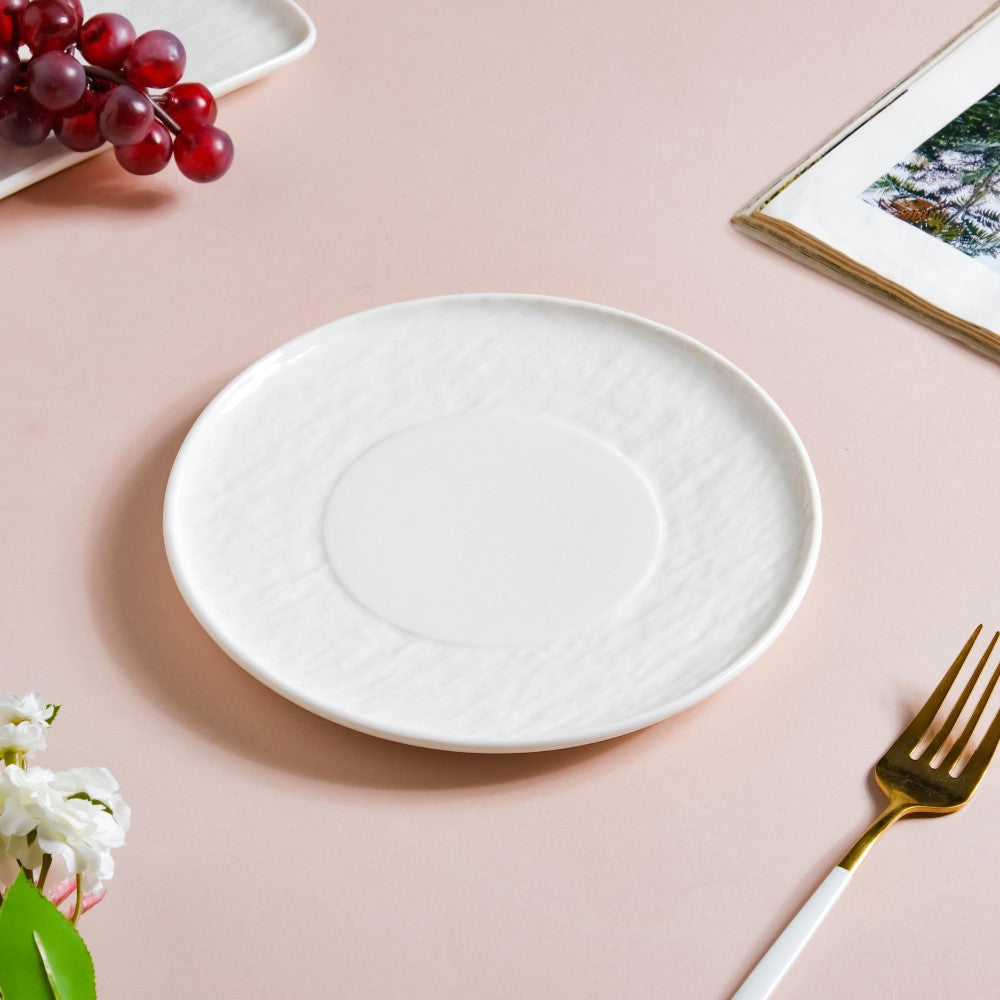 Frore Textured Round Appetiser Plate White Small 7 Inch Nestasia