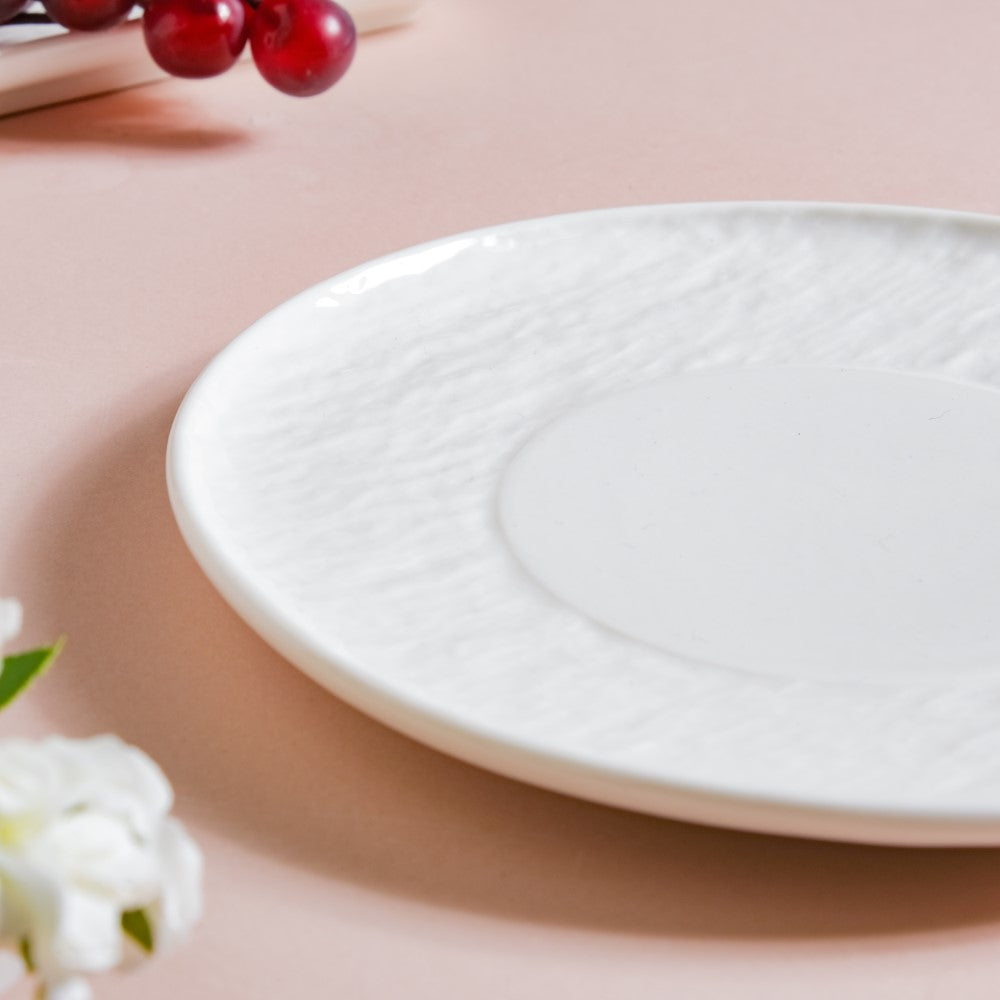 Frore Textured Round Appetiser Plate White Small 7 Inch Nestasia