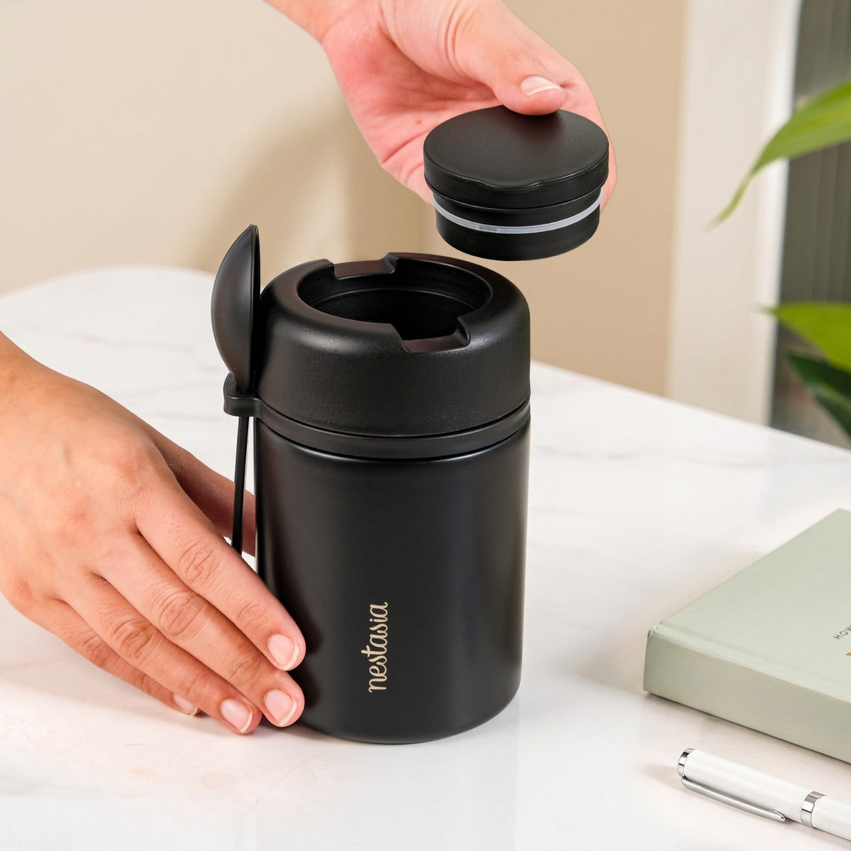 AMPM Portable Jar With Food Box Black 460ml Nestasia