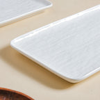 Frore Textured Rectangle Long Platter White Large 11.5 Inch Nestasia