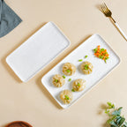 Frore Textured Rectangle Long Platter White Large 11.5 Inch Nestasia