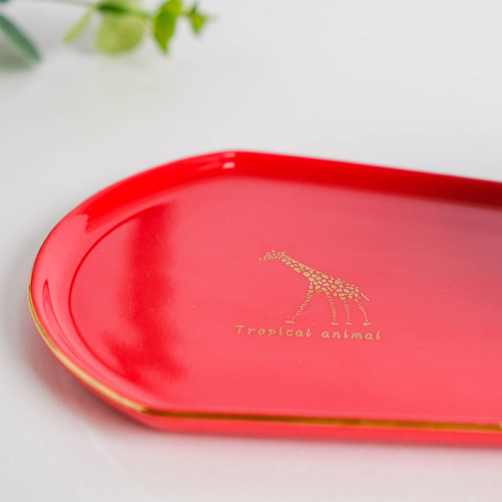 Brewtiful Glazed Ceramic Cup and Tray Set Red 150 ml Nestasia