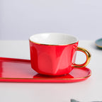 Brewtiful Glazed Ceramic Cup and Tray Set Red 150 ml Nestasia