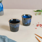 Sapphire Ceramic Tea Tumbler Blue Set Of 2 100 ml Nestasia