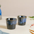Sapphire Ceramic Tea Tumbler Blue Set Of 2 100 ml Nestasia