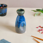 Sapphire Ceramic Stoneware Mini Sake Flask Blue 120 ml Nestasia