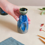 Sapphire Ceramic Stoneware Mini Sake Flask Blue 120 ml Nestasia