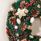 Merry Christmas Wreath Of Pinecones And Berries 13 Inch Nestasia