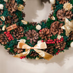 Merry Christmas Wreath Of Pinecones And Berries 13 Inch Nestasia