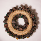 Merry Christmas Wreath Of Pinecones And Berries 13 Inch Nestasia