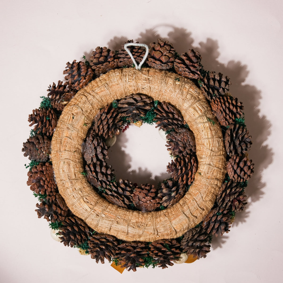 Merry Christmas Wreath Of Pinecones And Berries 13 Inch Nestasia