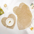 Glimmering Heart Table Mat Gold Set of 6 15 Inch Nestasia