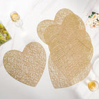 Glimmering Heart Table Mat Gold Set of 6 15 Inch Nestasia