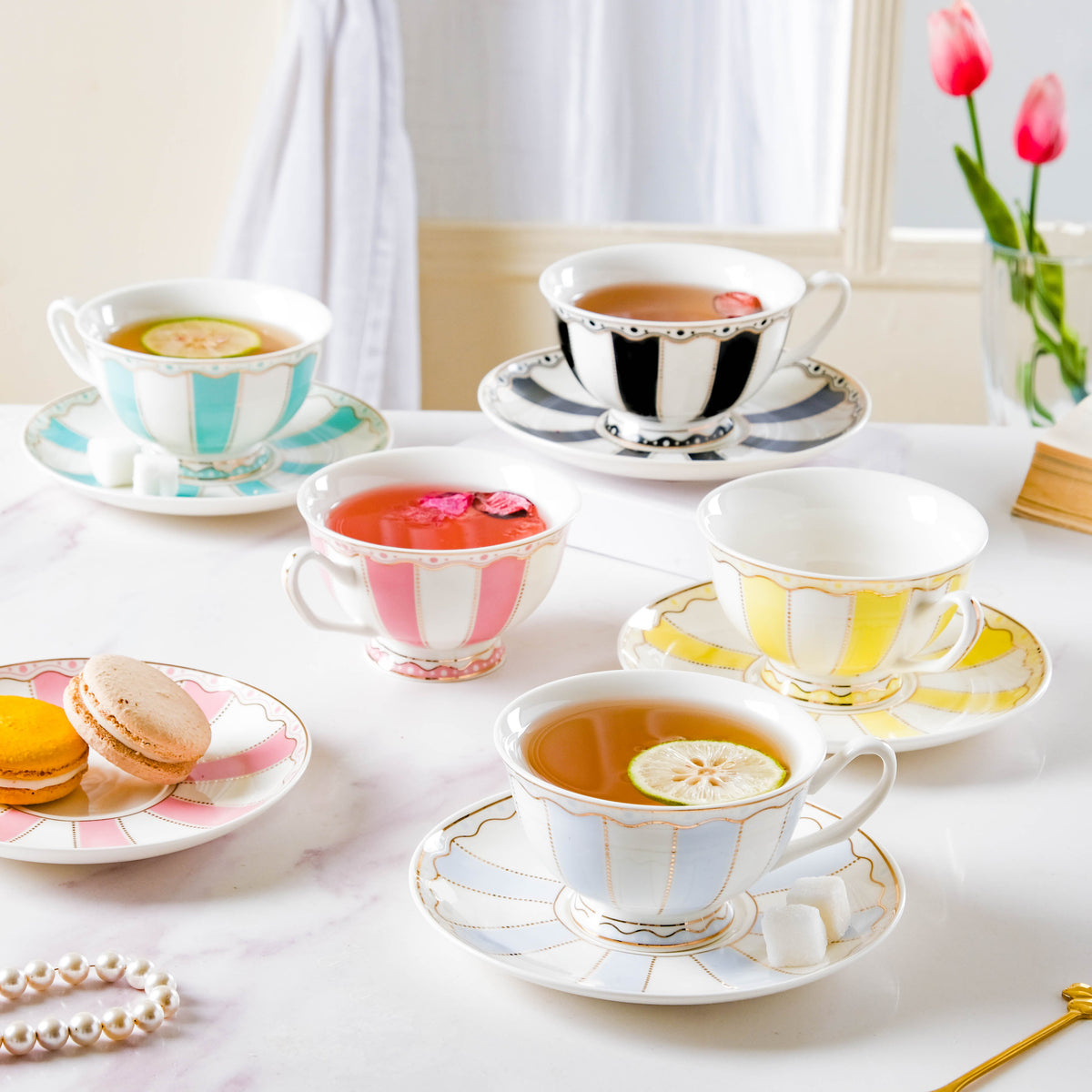 Opal Black Cup and Saucer Set 150 ml Nestasia