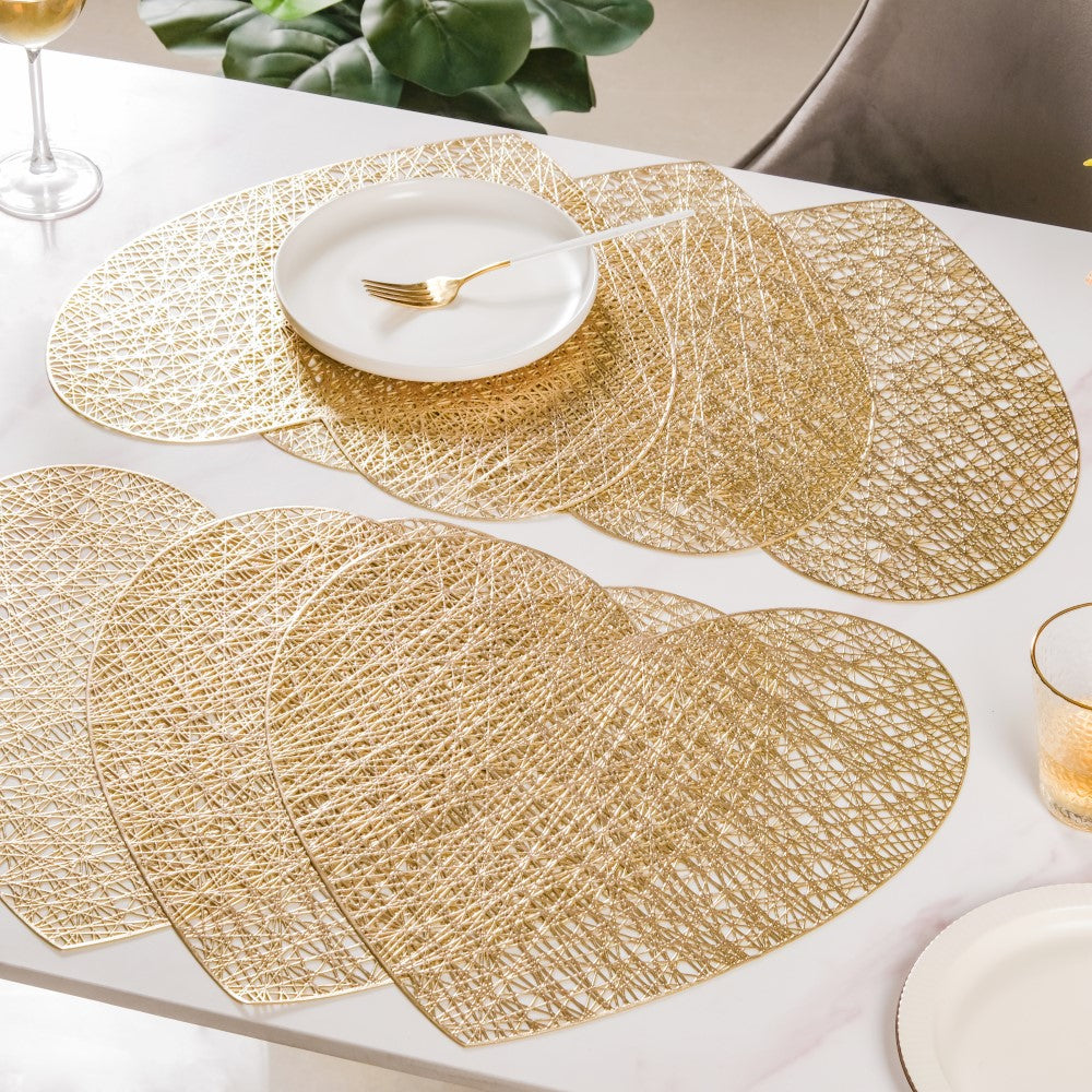 Glimmering Heart Table Mat Gold Set of 6 15 Inch Nestasia