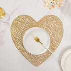 Glimmering Heart Table Mat Gold Set of 6 15 Inch Nestasia