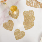 Glimmering Heart Coaster Gold Set of 6 Nestasia