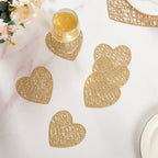 Glimmering Heart Coaster Gold Set of 6 Nestasia
