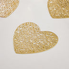 Glimmering Heart Coaster Gold Set of 6 Nestasia