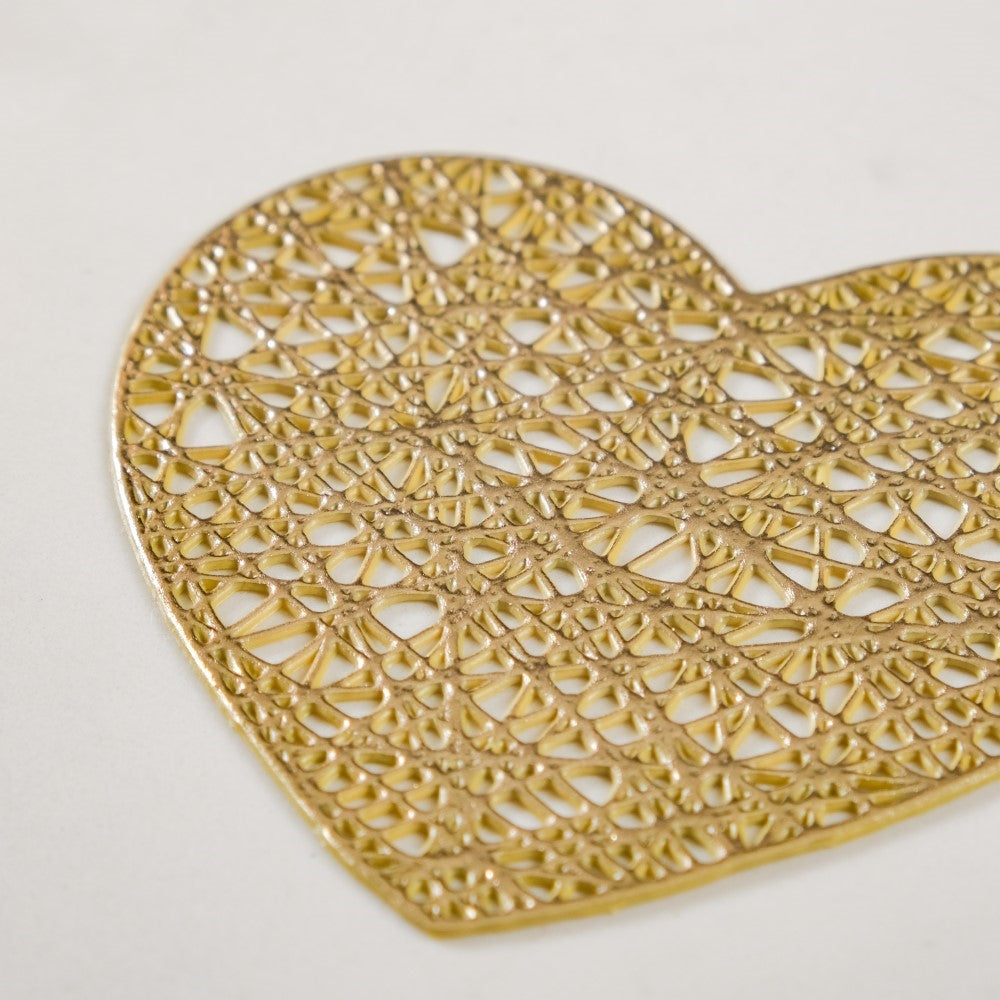 Glimmering Heart Coaster Gold Set of 6 Nestasia