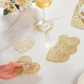 Glimmering Heart Coaster Gold Set of 6 Nestasia