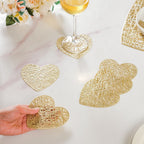 Glimmering Heart Coaster Gold Set of 6 Nestasia