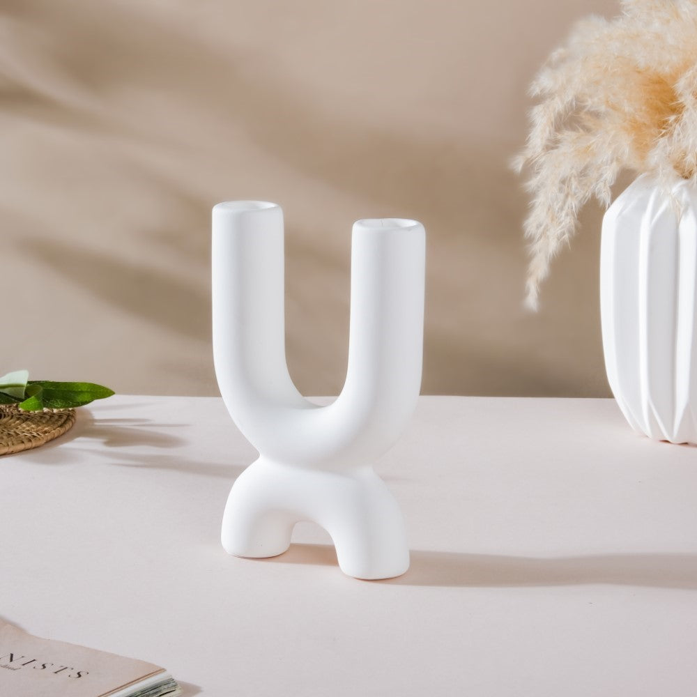 Ultra Mod Matte Ceramic 2 Arm Candle Holder Nestasia