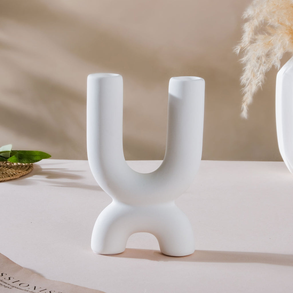 Ultra Mod Matte Ceramic 2 Arm Candle Holder Nestasia