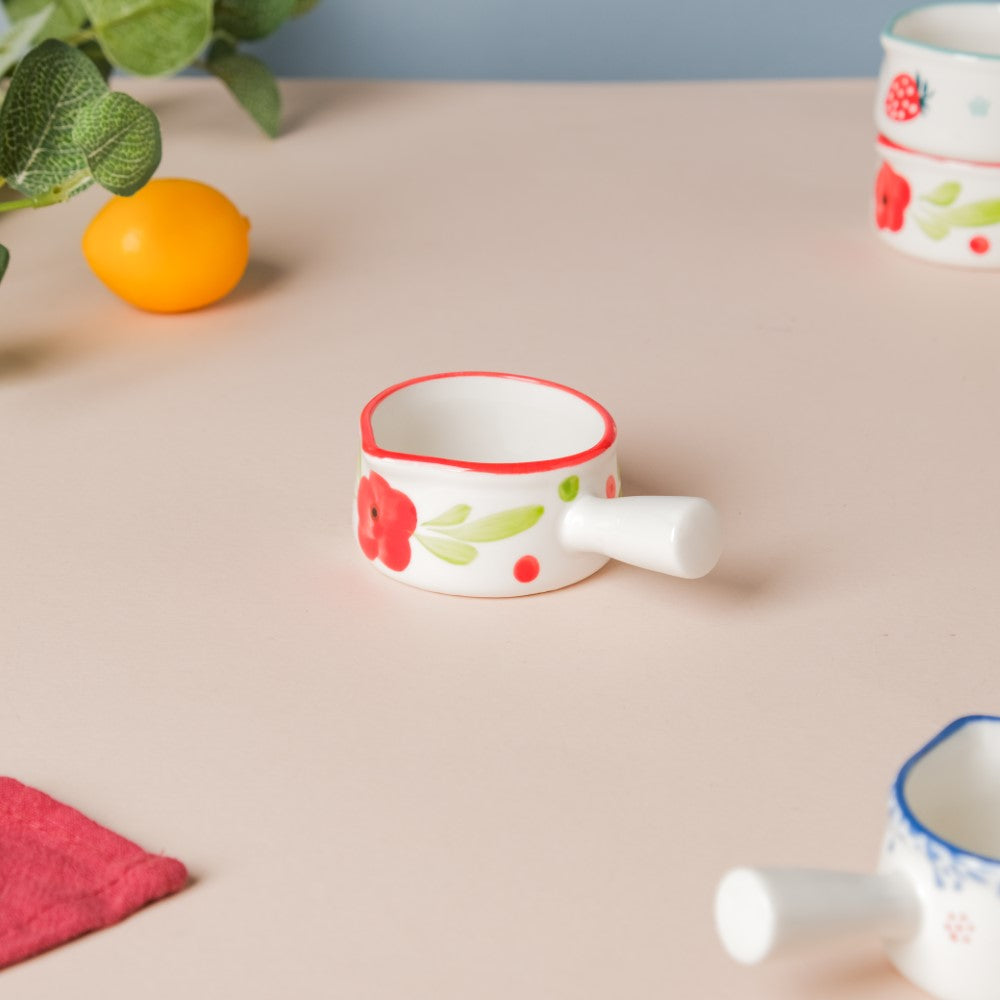 Floral Ceramic Creamer With Handle Red Small Nestasia