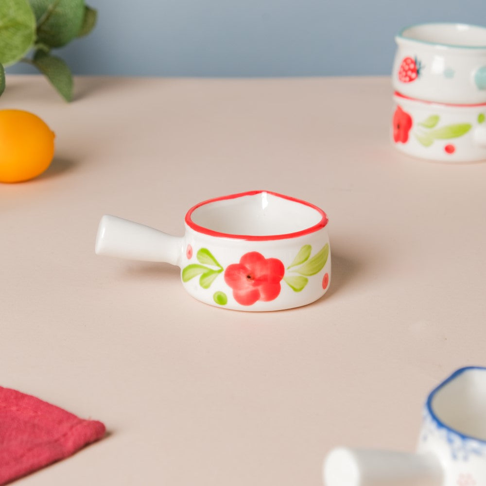 Floral Ceramic Creamer With Handle Red Small Nestasia