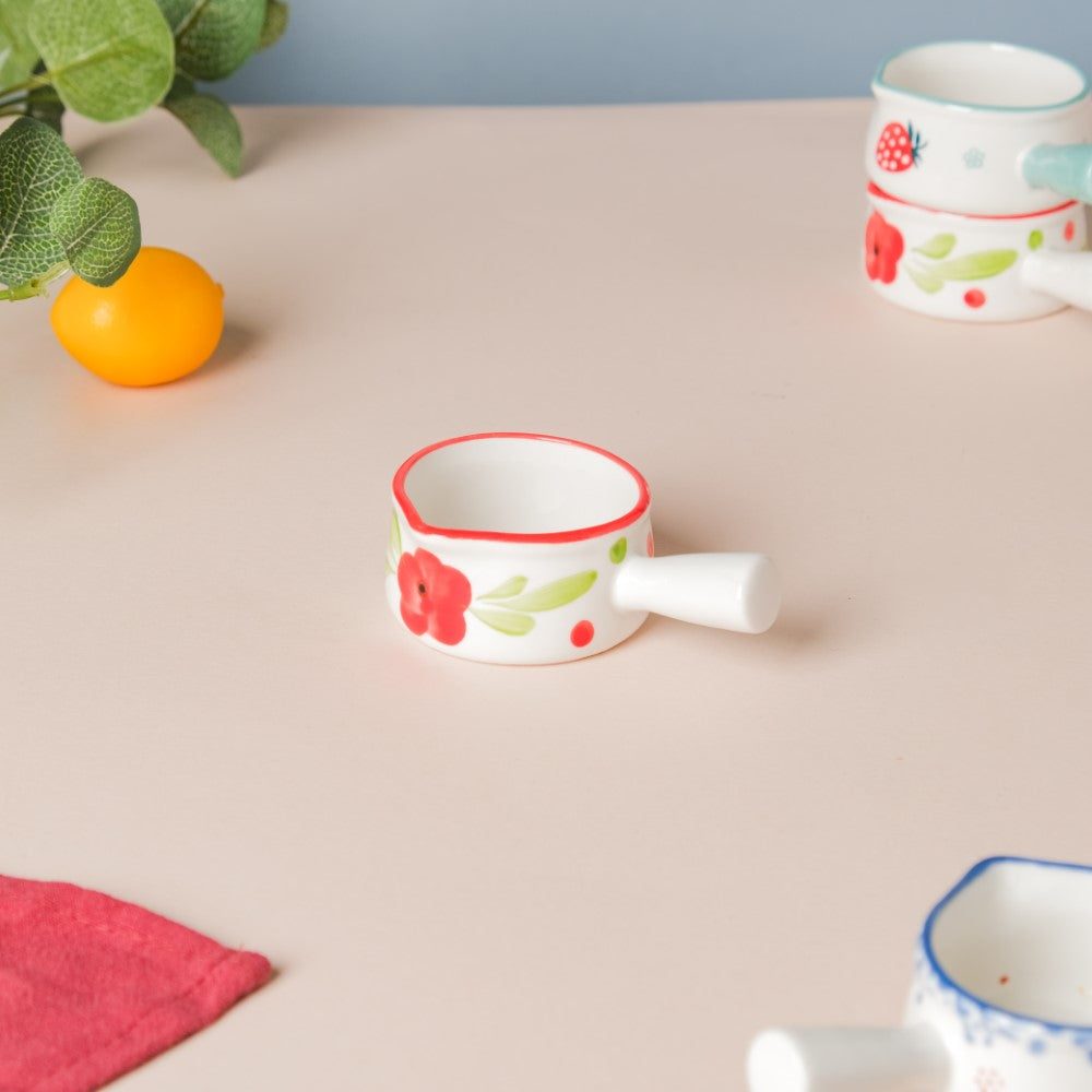 Floral Ceramic Creamer With Handle Red Small Nestasia