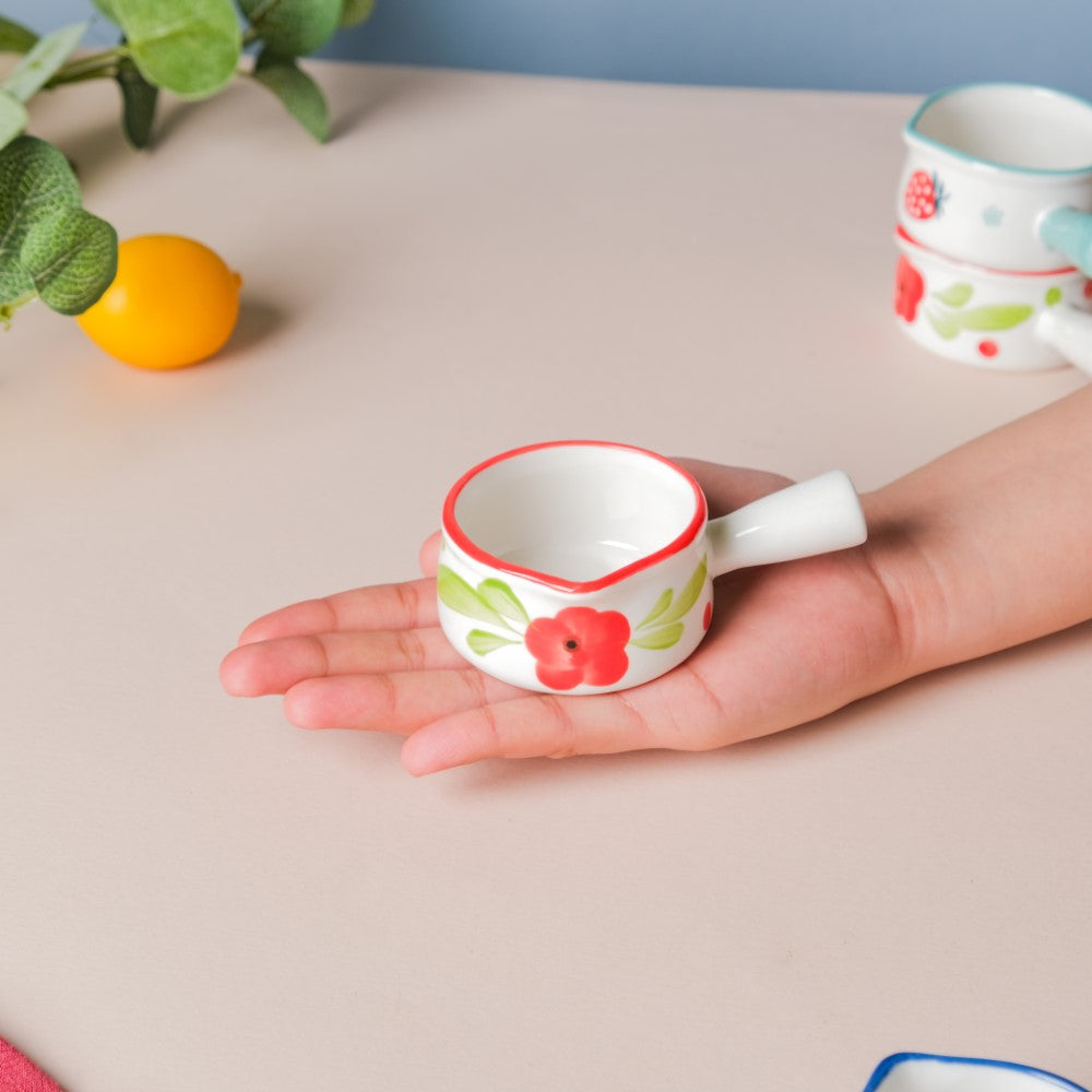Floral Ceramic Creamer With Handle Red Small Nestasia