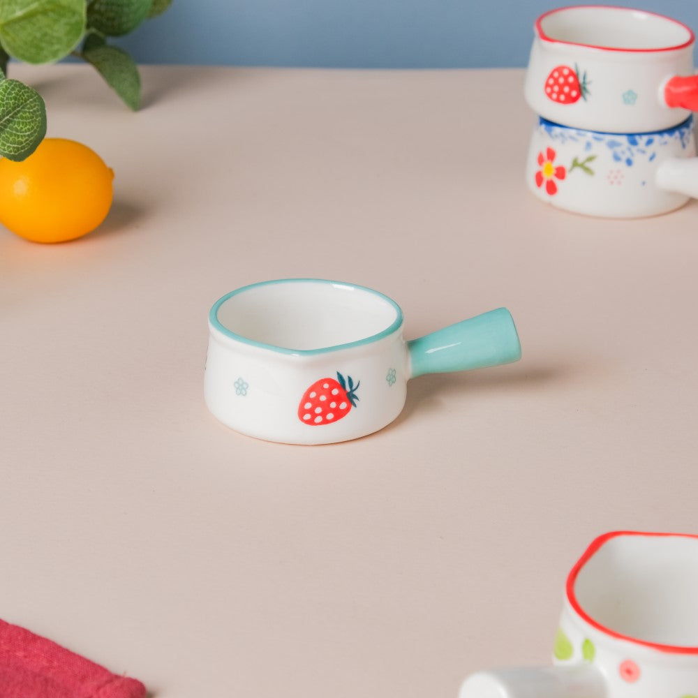 Strawberry Ceramic Creamer With Handle Blue Small Nestasia