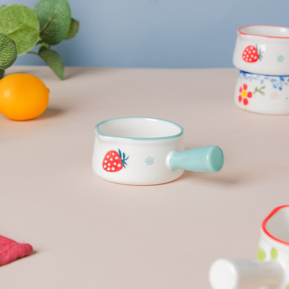 Strawberry Ceramic Creamer With Handle Blue Small Nestasia