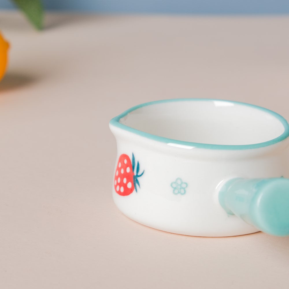 Strawberry Ceramic Creamer With Handle Blue Small Nestasia